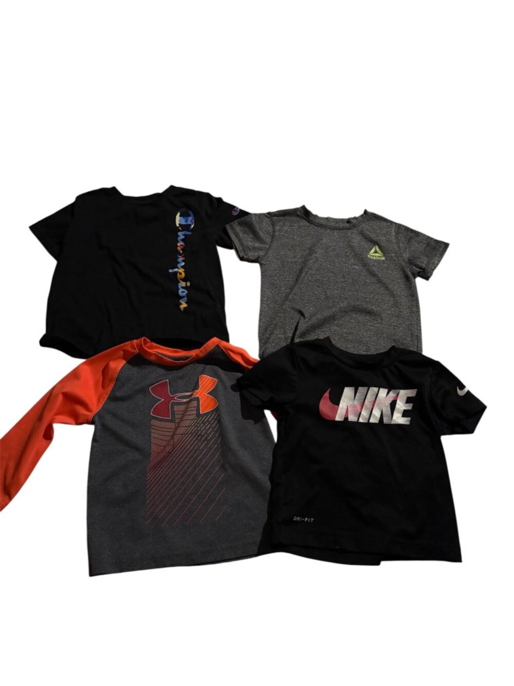 Boys Athletic Tee Bundle Nike Under Armour Reebok Champion Size 2T/3T Lot of 4